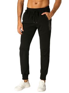 MODCHOK Men Comfortable Fit Zipper Pocket Tapered Sports Running Sweatpants