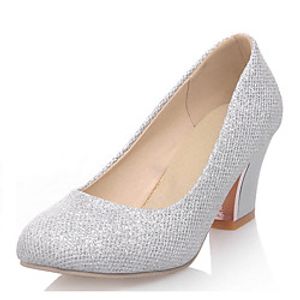 Women's Heels Pumps Round Toe Casual Daily Walking Shoes Faux Leather Sequin Solid Colored Almond Purple Silver miniinthebox