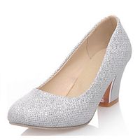 Women's Heels Pumps Round Toe Casual Daily Walking Shoes Faux Leather Sequin Solid Colored Almond Purple Silver miniinthebox - thumbnail