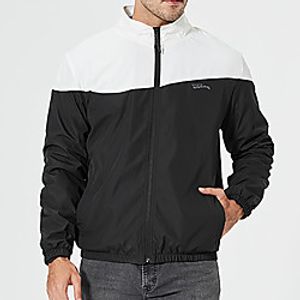 Men's Jacket Daily Fall Winter Regular Coat Stand Collar Regular Fit Thermal Warm Sporty Jacket Long Sleeve Color Block Patchwork Gray Black miniinthebox