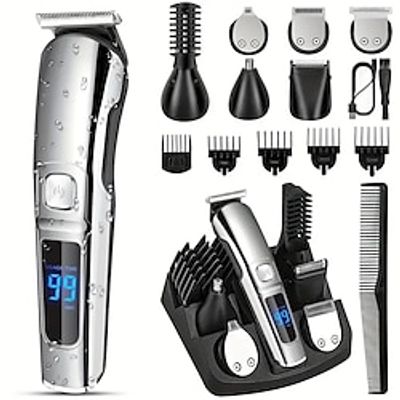 Hair Clipper Waterproof Beard Trimmer for Men - Includes Nose Hair Trimmer Body Shaver and Grooming Kit - Perfect Gift for Father's Day Lightinthebox