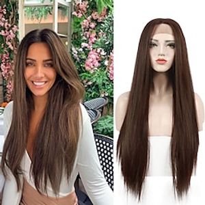 Synthetic Lace Wig Straight Style 26 inch Mixed Color Silky Straight Lace Front Wig Female Wig 2# 4# Strawberry Blonde / Bleach Blonde / Synthetic Hair miniinthebox
