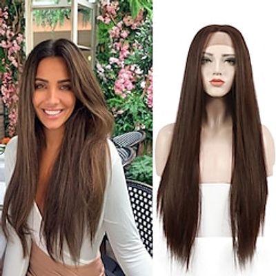 Synthetic Lace Wig Straight Style 26 inch Mixed Color Silky Straight Lace Front Wig Female Wig 2# 4# Strawberry Blonde / Bleach Blonde / Synthetic Hair miniinthebox