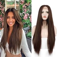 Synthetic Lace Wig Straight Style 26 inch Mixed Color Silky Straight Lace Front Wig Female Wig 2# 4# Strawberry Blonde / Bleach Blonde / Synthetic Hair miniinthebox - thumbnail