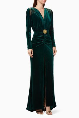 Margot V-neck Gown in Velvet Margot V-neck Gown in Velvet