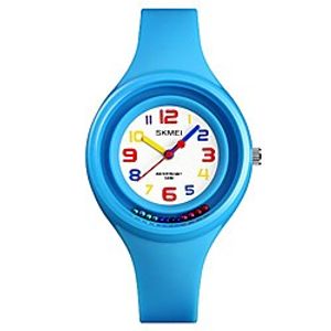 Fashion Analog Quartz Watch for Girl Women and Child Plastic Case Rubber Band 50M Waterproof Simple Design Casual Dress Watch, Multiple Colour (Light Blue) Lightinthebox
