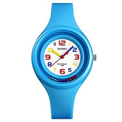 Fashion Analog Quartz Watch for Girl Women and Child Plastic Case Rubber Band 50M Waterproof Simple Design Casual Dress Watch, Multiple Colour (Light Blue) Lightinthebox