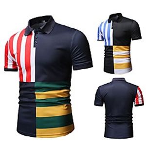 Men's Golf Shirt Tennis Shirt Other Prints Color Block Short Sleeve Casual Tops Casual Blue Red / Summer miniinthebox