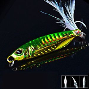 1 pcs Fishing Lures Spoons Metal Bait Jig Head with Feather Bass Trout Pike Lure Fishing Lightinthebox