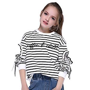 Kids Girls' T shirt Tee Long Sleeve Striped Lace Lace Trims Bow Black Children Tops Active Streetwear miniinthebox