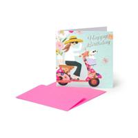 Legami Greeting Card - Small - Bike Girl (7 x 7 cm) - thumbnail