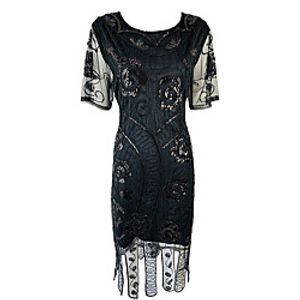 The Great Gatsby 1920s Vintage The Great Gatsby Vacation Dress Summer Flapper Dress Party Costume Masquerade Prom Dress Women's Sequins Tassel Fringe Sequin Costume Black  Rainbow  Beige Vintage Lightinthebox