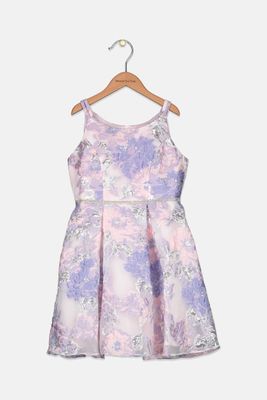 Big Girls Burnout Organza Fit & Flare Dress Lilac Big Girls Burnout Organza Fit & Flare Dress Lilac