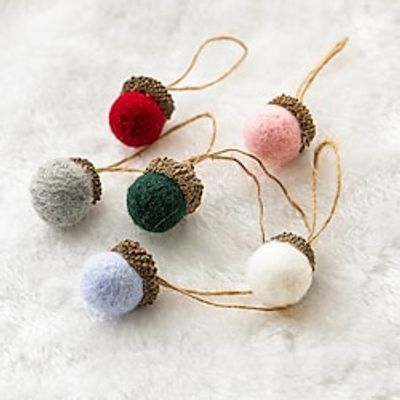 Christmas Wool Felt Oak Fruit Ball String Pendant Christmas Tree Ball String Pendant Pull Flower Flag Handmade Diy Christmas Decoration miniinthebox