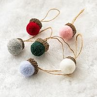 Christmas Wool Felt Oak Fruit Ball String Pendant Christmas Tree Ball String Pendant Pull Flower Flag Handmade Diy Christmas Decoration miniinthebox - thumbnail