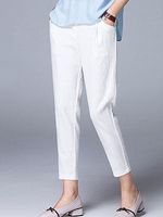 Casual Loose Solid Color Elastic Waist Pants