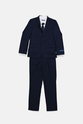 Boys 5 Pc Shirt Tie Jacket Vest and Pants Suit Navy Boys 5 Pc Shirt Tie Jacket Vest and Pants Suit Navy