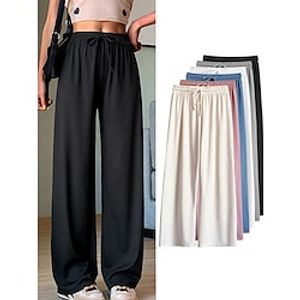 Women's Wide Leg Chinos Pants Trousers Black Pink Beige Streetwear Lightweight Casual Outdoor Causal Daily Full Length Comfort Plain S M L XL 2XL miniinthebox