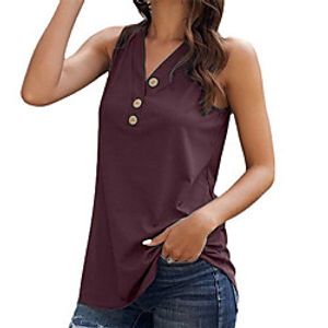 Women's Blouse T shirt Plain V Neck Basic Tops Light Khaki Blue Blushing Pink miniinthebox