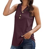 Women's Blouse T shirt Plain V Neck Basic Tops Light Khaki Blue Blushing Pink miniinthebox - thumbnail