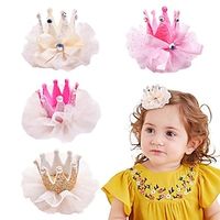 Toddler Girls' Active Party  Birthday Solid Color Lace Lace Hair Accessories MC1476 golden crown  MC1464 Cream White Lace Crown  MC1463 pink lace crown One-Size Lightinthebox - thumbnail