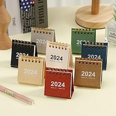 3pcs-2023-2024 Retro Simple Solid Color Desk Calendar Desktop Paper Mini Stand Calendar Daily Table Planner Yearly Agenda Organizer miniinthebox