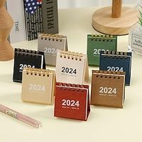 3pcs-2023-2024 Retro Simple Solid Color Desk Calendar Desktop Paper Mini Stand Calendar Daily Table Planner Yearly Agenda Organizer miniinthebox - thumbnail