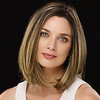 Sheer Elite Hand-Tied WhisperLite Wig- Bombshell Bob Wig with Face-Framing Layers and Natural Movement / Multi-Tonal Shades of Blonde Silver Brown and Red miniinthebox