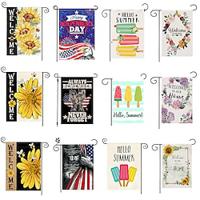 Summer Sunflowers Garden Flags Set of 12 Double Sided 12 x 18 Inch Yard Flags, Small Garden Flags for Outside, Outdoor Flags, Holiday Flags for All Seasons Independence Day Lightinthebox