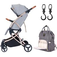 Teknum A1 Feather Lite Stroller - Grey - Sunveno Diaper Bag - Grey - Hooks CM_TKSN_A1GYDPGY