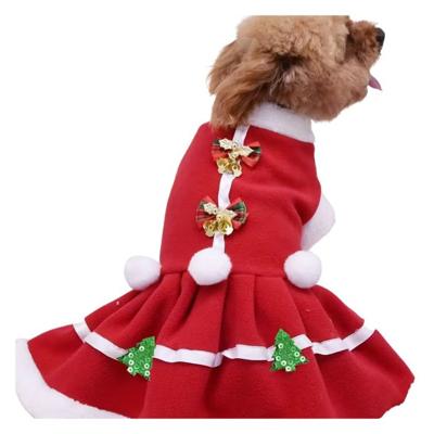 Christmas Dog Dress with Fluffy Winter Outfit - Small