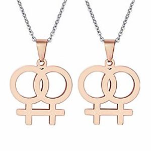 ropman 2 pcs gay  lesbian rainbow lgbt pride gold  silver, rose gold stainless steel pendant necklace for couples, Lightinthebox