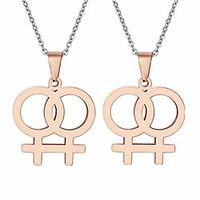 ropman 2 pcs gay  lesbian rainbow lgbt pride gold  silver, rose gold stainless steel pendant necklace for couples, Lightinthebox - thumbnail