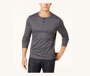 Mens Soft Touch Stretch Henley  Heather Onyx