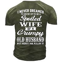 Men's Unisex T shirt Tee Letter Graphic Prints Crew Neck Black Gray Army Green Navy Blue Outdoor Street Print Tops Vintage Sports Designer Casual / Summer / Summer miniinthebox - thumbnail