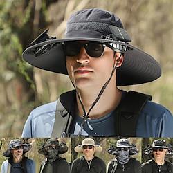 Wide Brim Solar Fan Outdoor Fishing Hat-Solar USB Charging,Portable Solar Powered Fan Hat - Outdoor Camping, Fishing, Hiking, Sun Protection - Multifunctional, Detachable, for Cycling, Mountaineering, Sunshade Lightinthebox