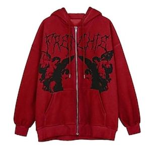 Women's Hoodie Sweatshirt Zip Up Blue Light Brown Dark Gray Graphic Long Sleeve M L XL XXL XXXL Lightinthebox