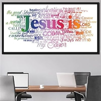 Words  Quotes Wall Art Canvas Jesus Is Prints and Posters Portrait Pictures Decorative Fabric Painting For Living Room Pictures No Frame miniinthebox