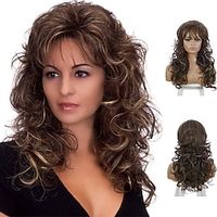 Natural Long Curly Brown Women's Heat-resistant Synthetic Cruella Wig miniinthebox - thumbnail