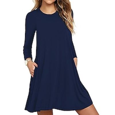 Women's Casual Dress Night Dress Mini Dress Daily Basic Pocket Solid Color Crewneck Home Lounge Navy Black 2023 Summer Spring S M L XL Lightinthebox Women's Casual Dress Night Dress Mini Dress Daily Basic Pocket Solid Color Crewneck Home Lounge Navy Black 2023 Summer Spring S M L XL Lightinthebox