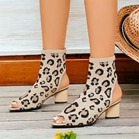 Women's Sandals Plus Size Sandals Boots Summer Boots Flyknit Shoes Outdoor Work Daily Leopard Camouflage Zebra Print Chunky Heel Round Toe Elegant Vacation Classic Walking Knit Tissage Volant Loafer Lightinthebox