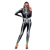 Women's Onesies Jumpsuits Home Party Halloween Street Print Skull Polyster Funny Soft Fall Winter Long Sleeve Long Pant Zipper Lightinthebox - thumbnail