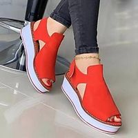 Women's Sandals Platform Sandals Wedge Heel Synthetics Solid Colored Red Black Pink miniinthebox - thumbnail