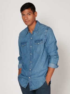 Denim Western Shirt in Slim Fit Denim Western Shirt in Slim Fit