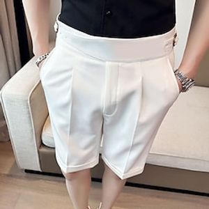 Men's Casual Pants Short Solid Color Micro-elastic Slim Fit Black White Coffee 2023 Lightinthebox