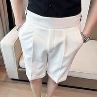 Men's Casual Pants Short Solid Color Micro-elastic Slim Fit Black White Coffee 2023 Lightinthebox - thumbnail