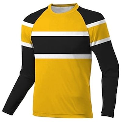 Men's Downhill Jersey Long Sleeve Black Yellow Patchwork Bike Breathable Quick Dry Polyester Spandex Sports Patchwork Clothing Apparel  Stretchy Lightinthebox