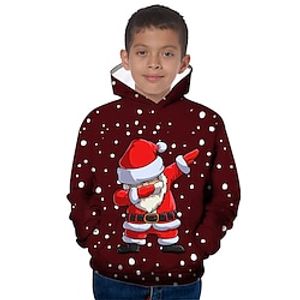 Kids Boys Ugly Christmas Hoodie Pullover Graphic Santa Claus Long Sleeve Pocket Children Top Outdoor Hoodie Active Cute Red Winter 7-13 Years Lightinthebox