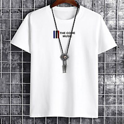Men's Unisex Tee T shirt Hot Stamping Graphic Prints Letter Plus Size Print Short Sleeve Casual Tops Cotton Basic Fashion Designer Big and Tall White Black Khaki miniinthebox