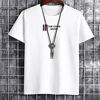 Men's Unisex Tee T shirt Hot Stamping Graphic Prints Letter Plus Size Print Short Sleeve Casual Tops Cotton Basic Fashion Designer Big and Tall White Black Khaki miniinthebox - thumbnail